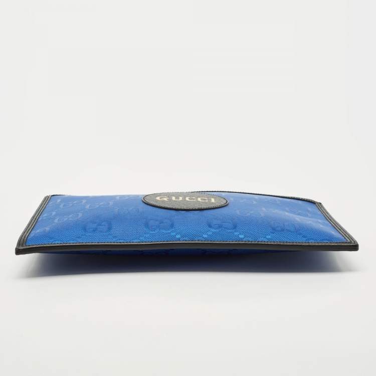 Pre Owned Gucci Blue/Black GG Nylon and Leather Off The Grid Clutch