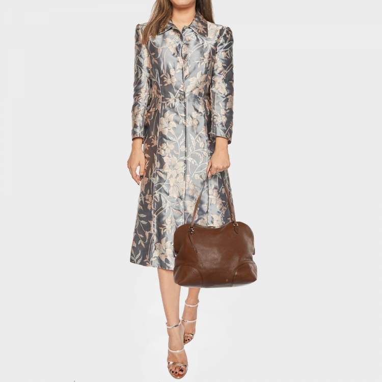 Pre Owned Gucci Brown Leather Bree Zip Dome Satchel