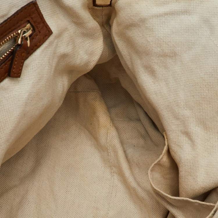 Pre Owned Gucci Brown Leather Bree Zip Dome Satchel