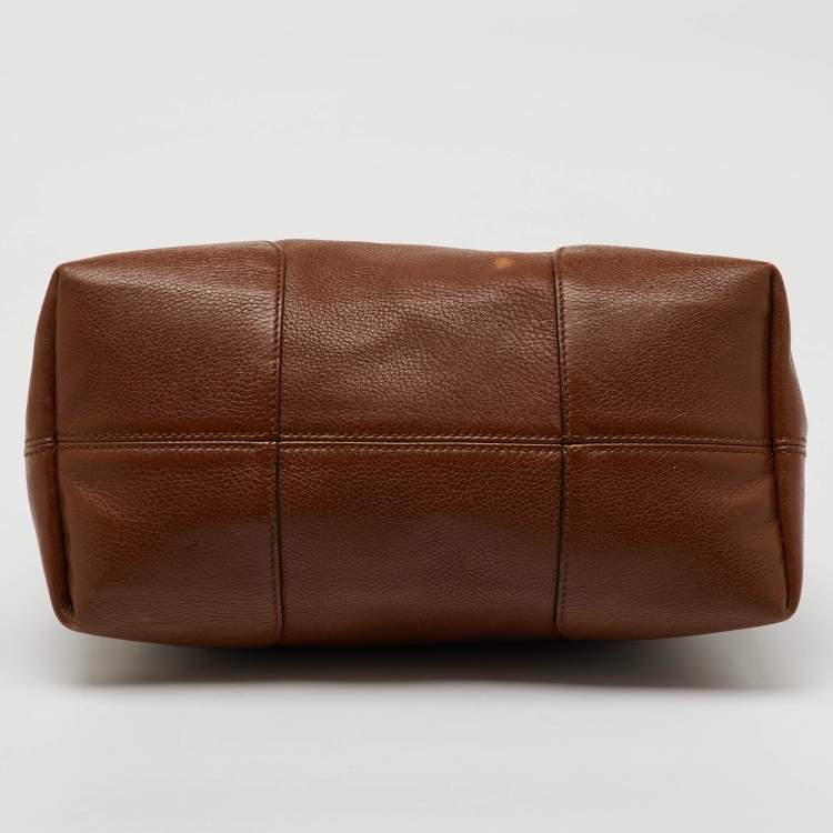 Pre Owned Gucci Brown Leather Bree Zip Dome Satchel