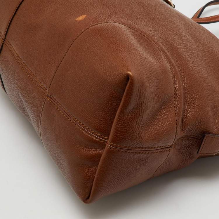 Pre Owned Gucci Brown Leather Bree Zip Dome Satchel