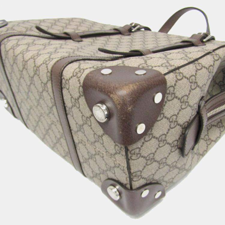Pre Owned Gucci Brown Canvas GG Supreme Tote Bag