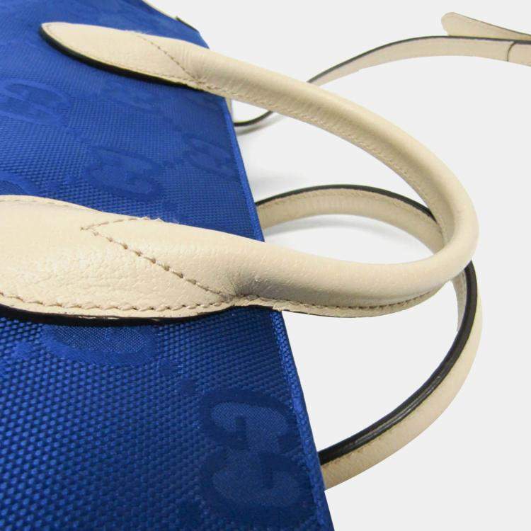 Pre Owned Gucci Blue Off-White Off The Grid GG Nylon Canvas Leather Shoulder Bag