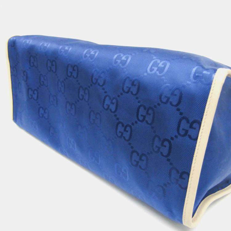 Pre Owned Gucci Blue Off-White Off The Grid GG Nylon Canvas Leather Shoulder Bag