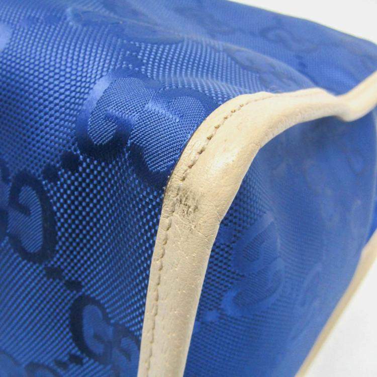 Pre Owned Gucci Blue Off-White Off The Grid GG Nylon Canvas Leather Shoulder Bag