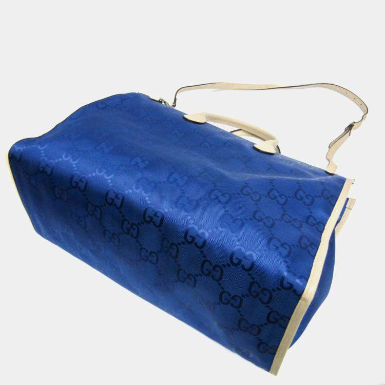 Pre Owned Gucci Blue Off-White Off The Grid GG Nylon Canvas Leather Shoulder Bag