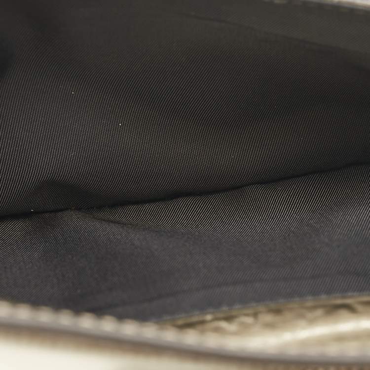 Pre Owned Gucci Gold Patent Leather Studded Wristlet Zip Clutch
