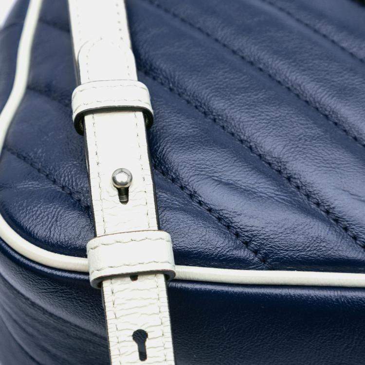 Pre Owned Gucci Navy Blue Small GG Marmont Leather Torchon Crossbody