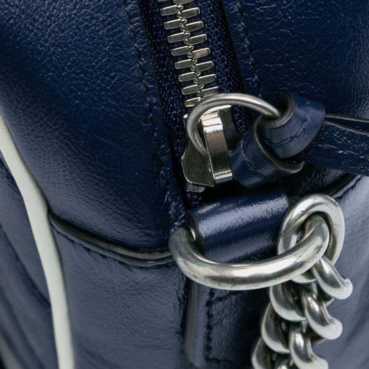 Pre Owned Gucci Navy Blue Small GG Marmont Leather Torchon Crossbody