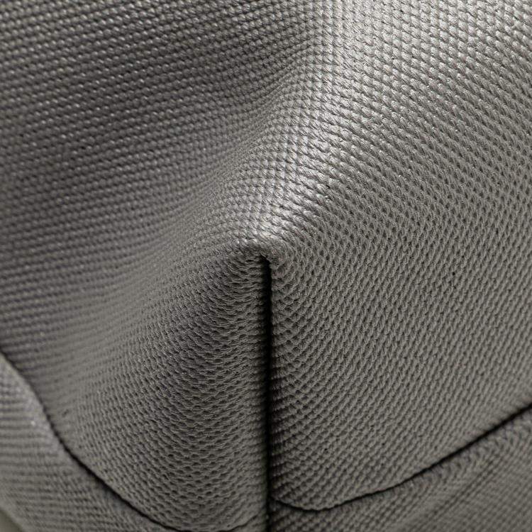 Pre Owned Gucci Grey/White Canvas Embossed Logo Tote