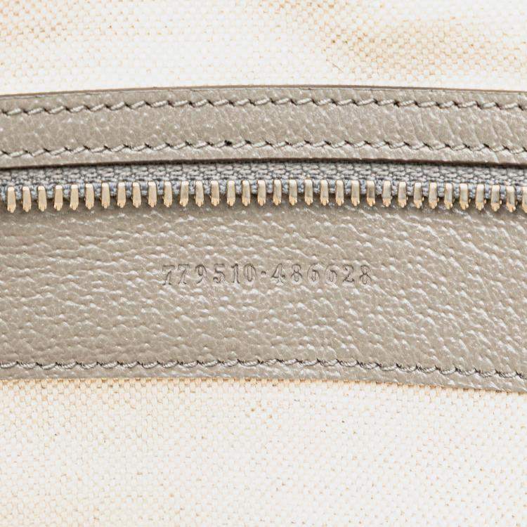 Pre Owned Gucci Grey/White Canvas Embossed Logo Tote