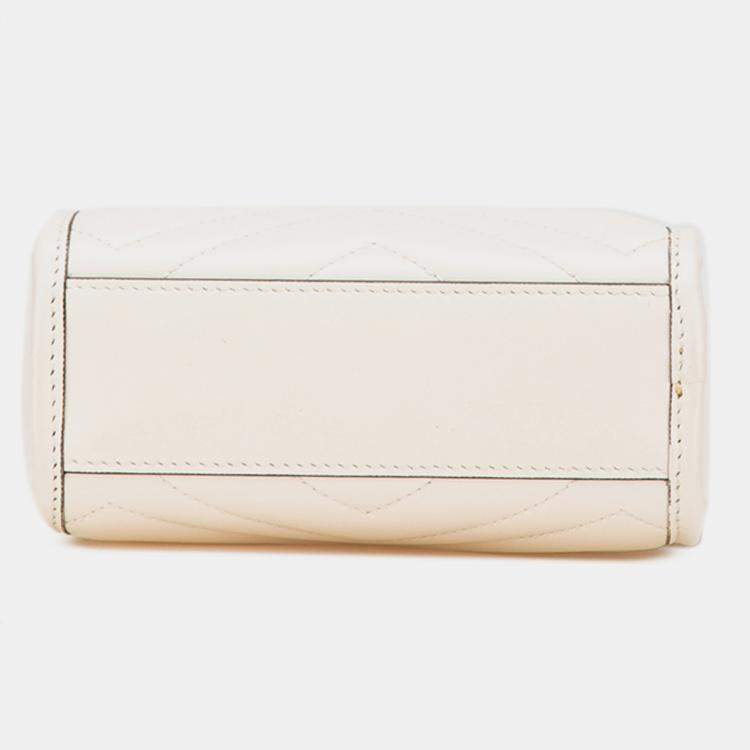 مملوكة مسبقًا Gucci White Mini GG Marmont Matelasse Leather Satchel