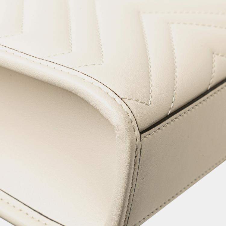 مملوكة مسبقًا Gucci White Mini GG Marmont Matelasse Leather Satchel