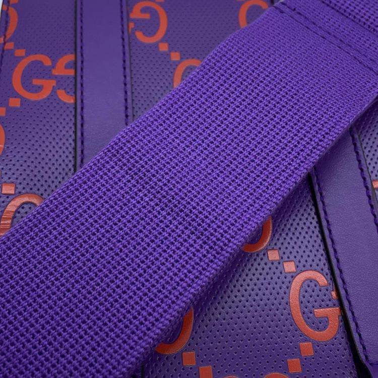 Pre Owned Gucci Purple/Orange Leather GG Embossed Handbag 