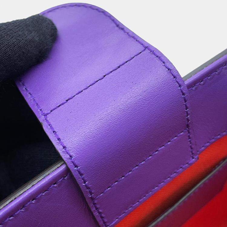 Pre Owned Gucci Purple/Orange Leather GG Embossed Handbag 