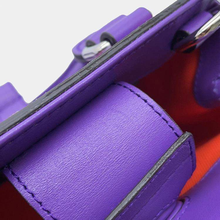 Pre Owned Gucci Purple/Orange Leather GG Embossed Handbag 