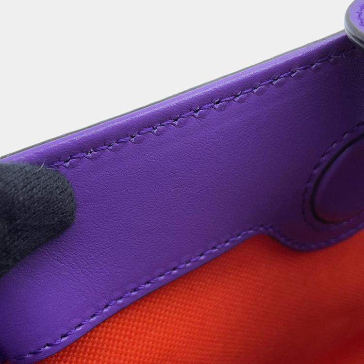 Pre Owned Gucci Purple/Orange Leather GG Embossed Handbag 