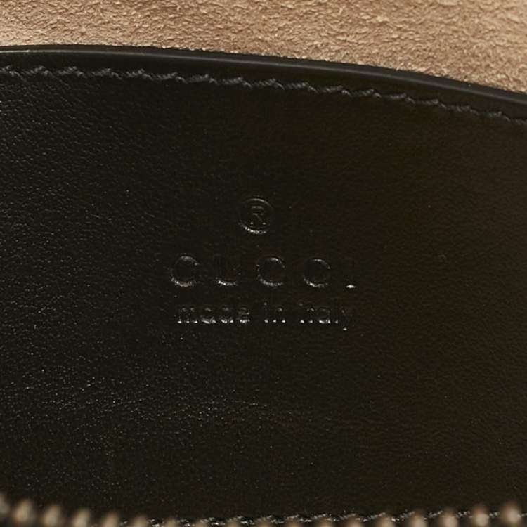 Pre Owned Gucci Black Matelasse Leather Mini GG Marmont Top Handle Bag