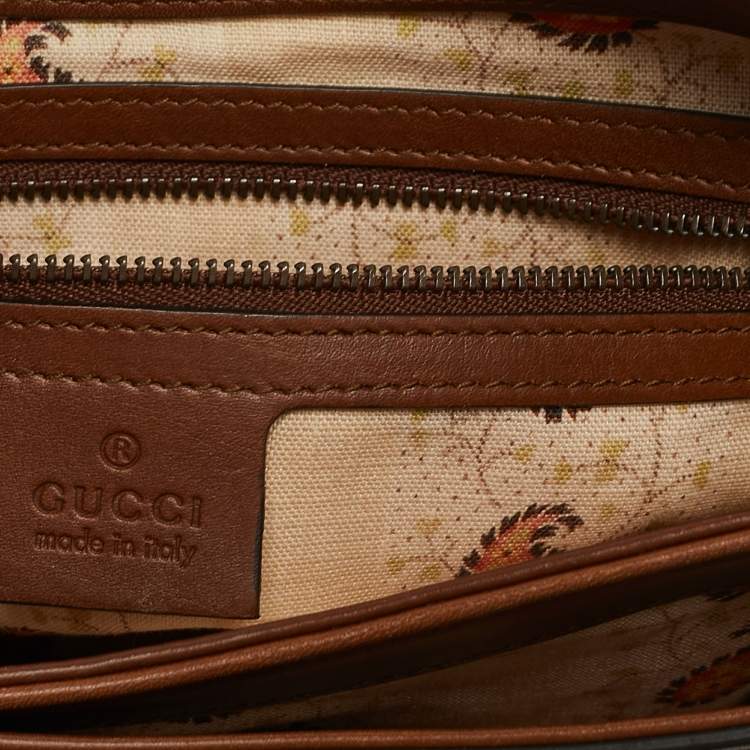 Pre Owned Gucci Brown Leather GG Marmont Animalier Flap Shoulder Bag