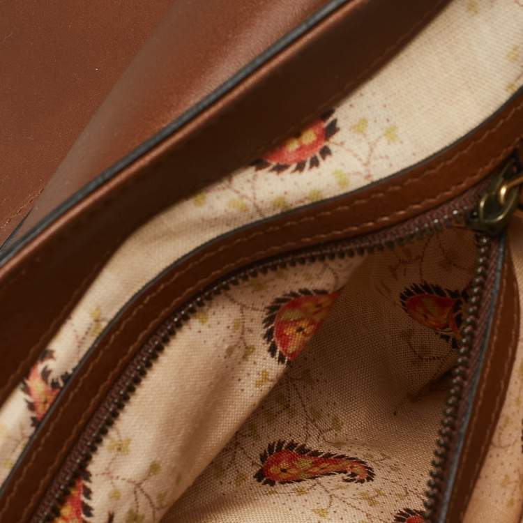 Pre Owned Gucci Brown Leather GG Marmont Animalier Flap Shoulder Bag