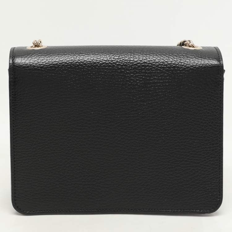 Pre Owned Gucci Black Leather Dollar Interlocking GG Shoulder Bag
