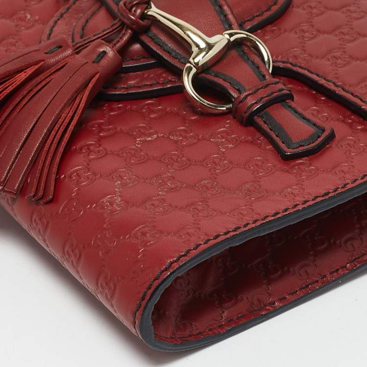 Pre Owned Gucci Red Microguccissima Leather Mini Emily Chain Crossbody Bag