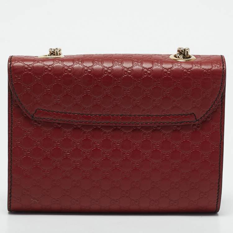 Pre Owned Gucci Red Microguccissima Leather Mini Emily Chain Crossbody Bag