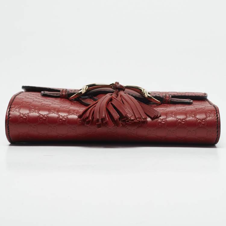 Pre Owned Gucci Red Microguccissima Leather Mini Emily Chain Crossbody Bag