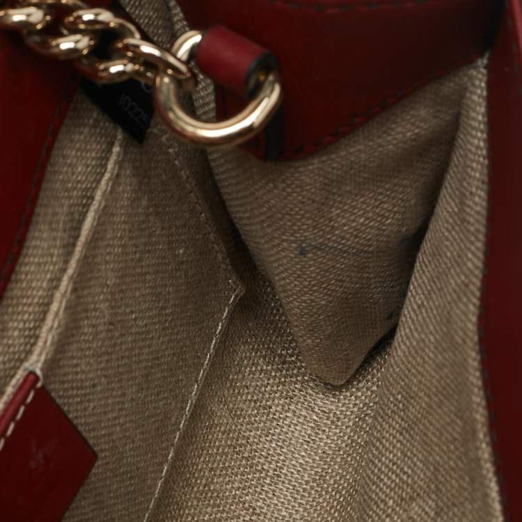 Pre Owned Gucci Red Microguccissima Leather Mini Emily Chain Crossbody Bag