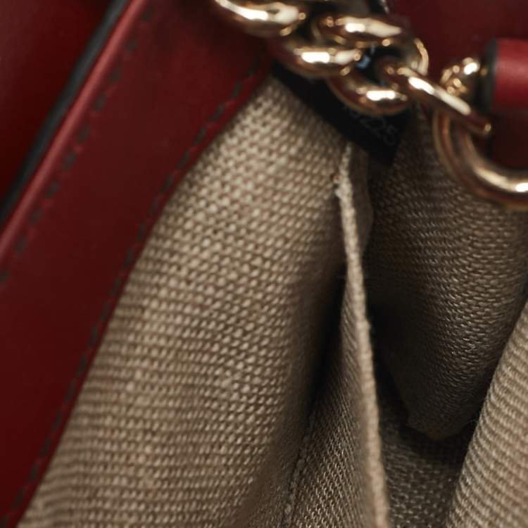 Pre Owned Gucci Red Microguccissima Leather Mini Emily Chain Crossbody Bag