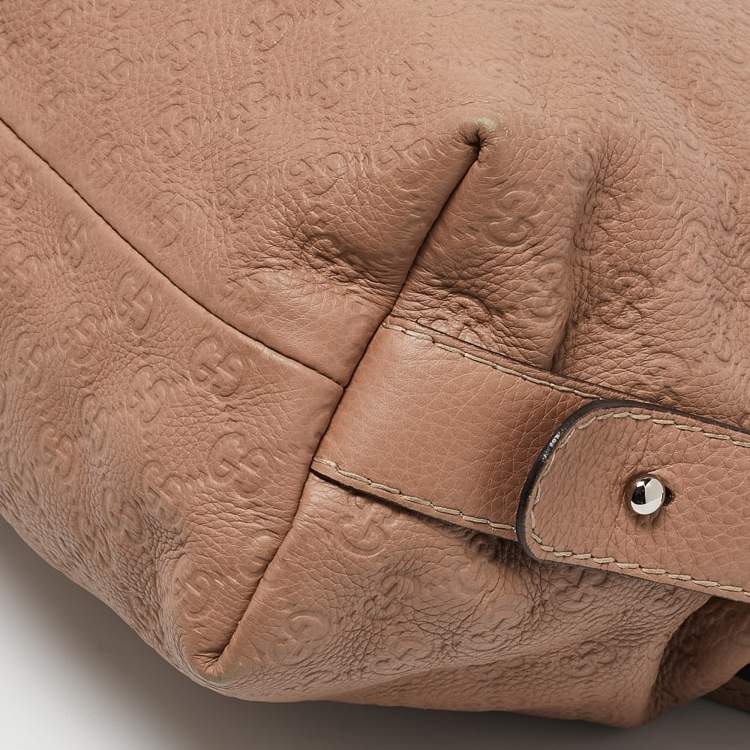 Pre Owned Gucci Old Rose Guccissima Leather Bamboo Bar Shoulder Bag