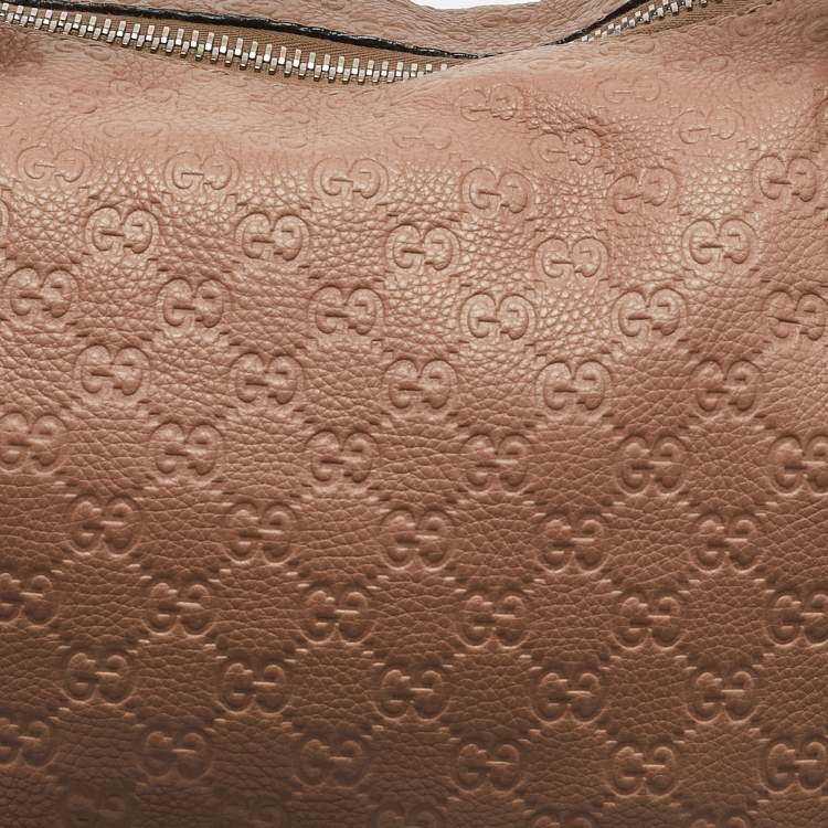 Pre Owned Gucci Old Rose Guccissima Leather Bamboo Bar Shoulder Bag