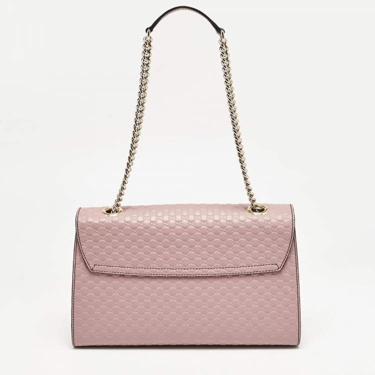 Pre Owned Gucci Pink Microguccissima Leather Medium Emily Chain Shoulder Bag