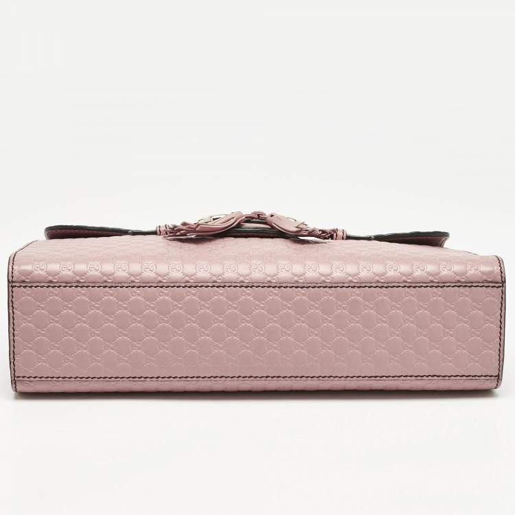 Pre Owned Gucci Pink Microguccissima Leather Medium Emily Chain Shoulder Bag