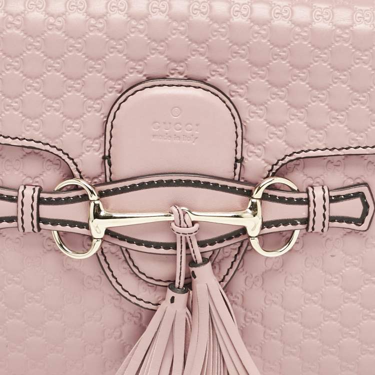 Pre Owned Gucci Pink Microguccissima Leather Medium Emily Chain Shoulder Bag