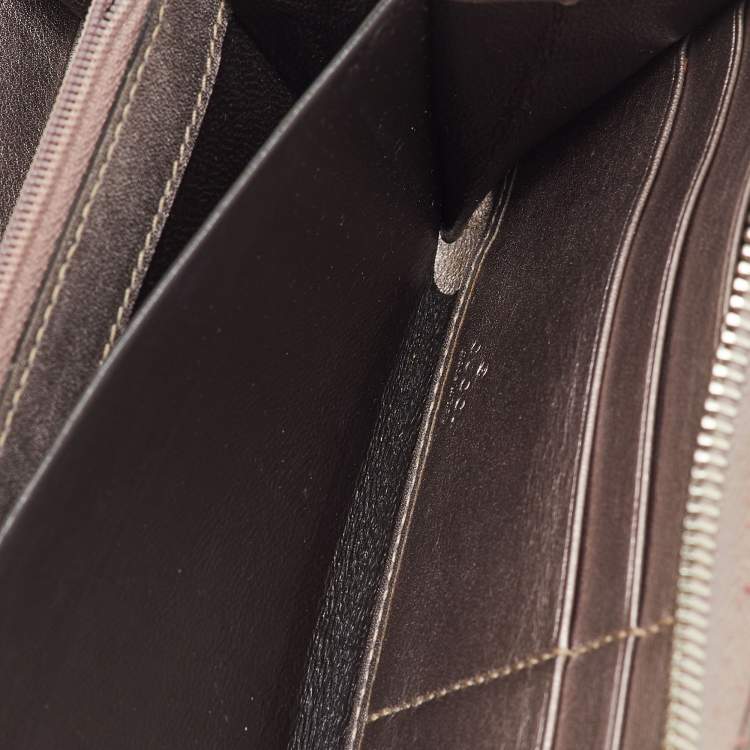 Pre Owned Gucci Metallic Guccissima Leather Long Zip Around Wallet