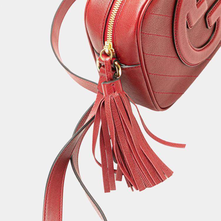 Pre Owned Gucci Red Small Leather Blondie Crossbody