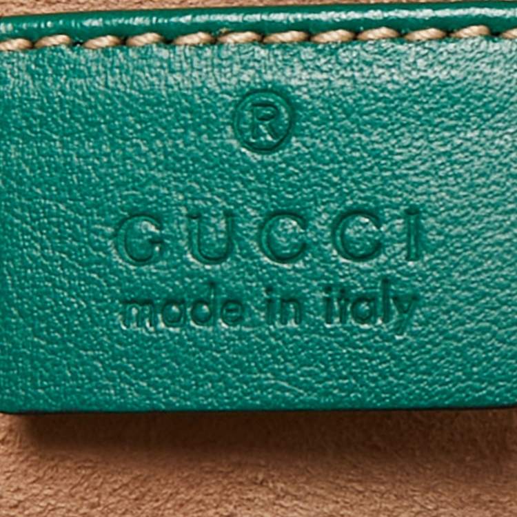 Pre Owned Gucci Green Matelassé Leather Small GG Marmont Camera Bag