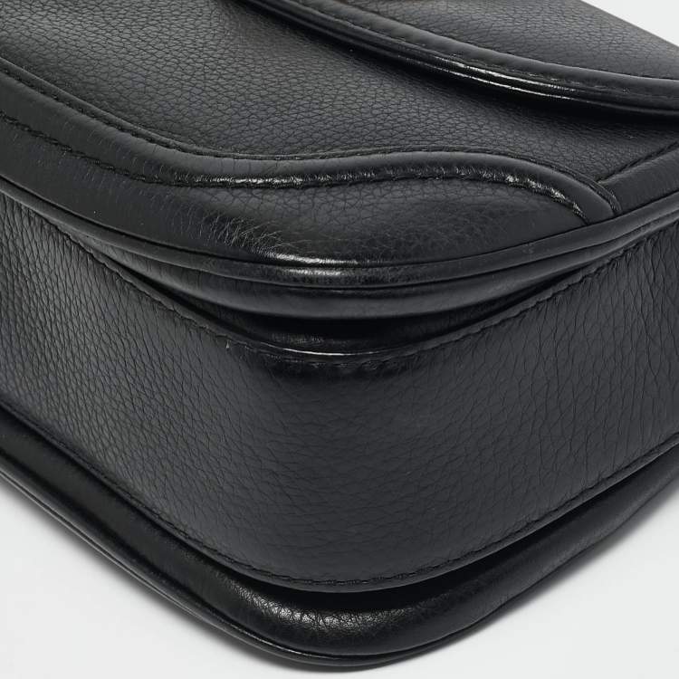 Pre Owned Gucci Black Leather Medium Tassel New Bamboo Top Handle Bag