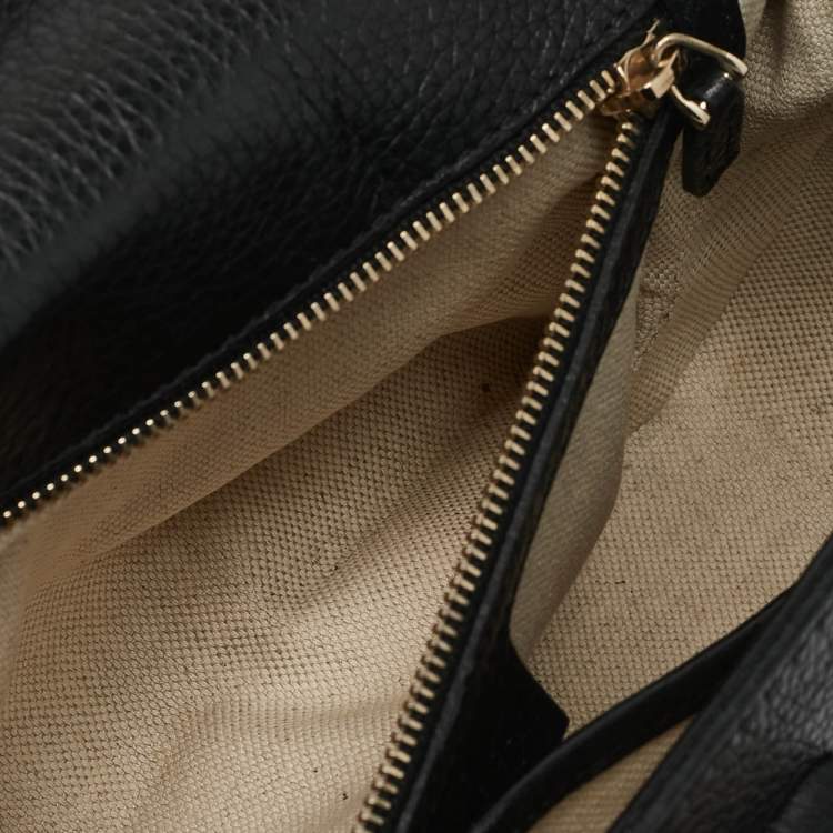 Pre Owned Gucci Black Leather Medium Tassel New Bamboo Top Handle Bag