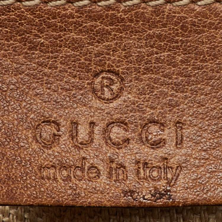 Pre Owned Gucci Brown Grained Leather Charlotte Whipstitch Hobo