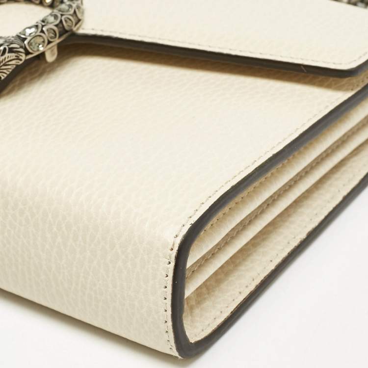 Pre Owned Gucci Off White Leather Dionysus Wallet on Chain