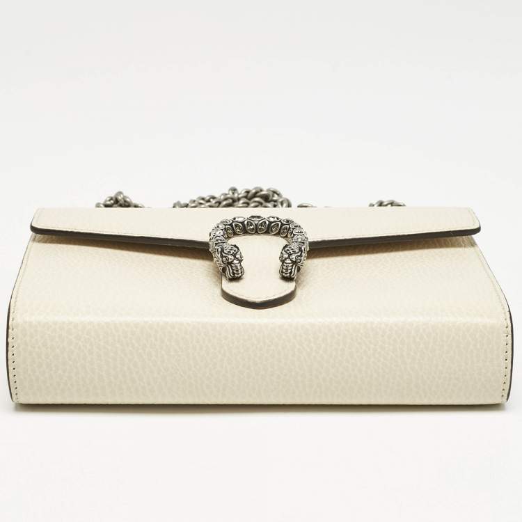Pre Owned Gucci Off White Leather Dionysus Wallet on Chain