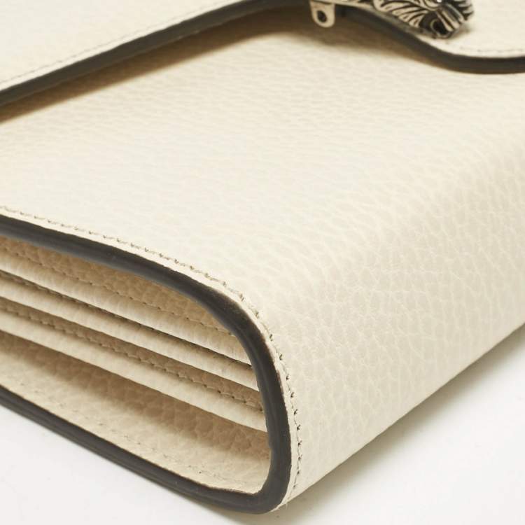 Pre Owned Gucci Off White Leather Dionysus Wallet on Chain