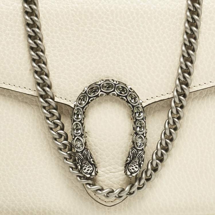 Pre Owned Gucci Off White Leather Dionysus Wallet on Chain