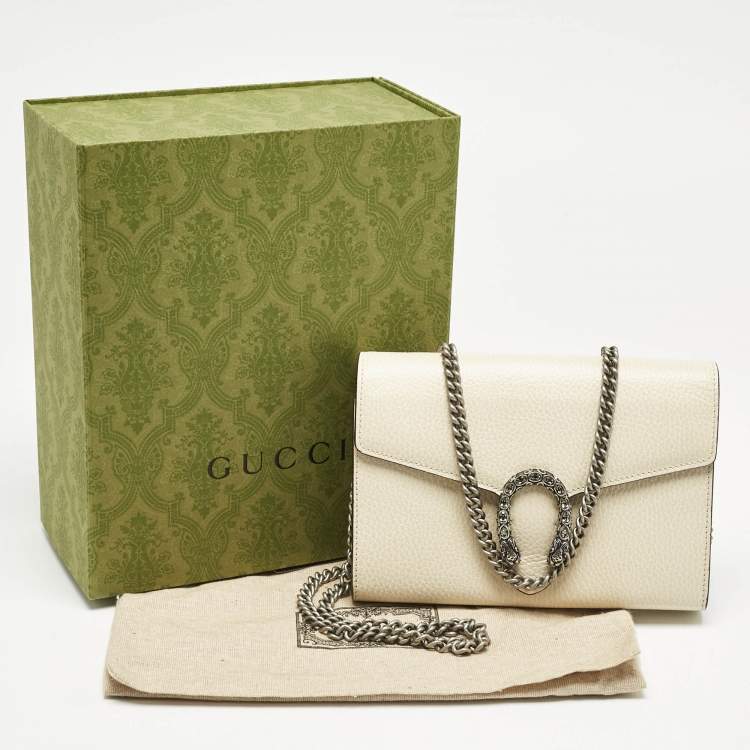 Pre Owned Gucci Off White Leather Dionysus Wallet on Chain
