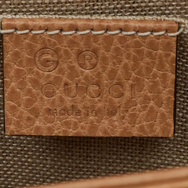 Pre Owned Gucci Beige Leather Dollar Interlocking G Flap Crossbody Bag