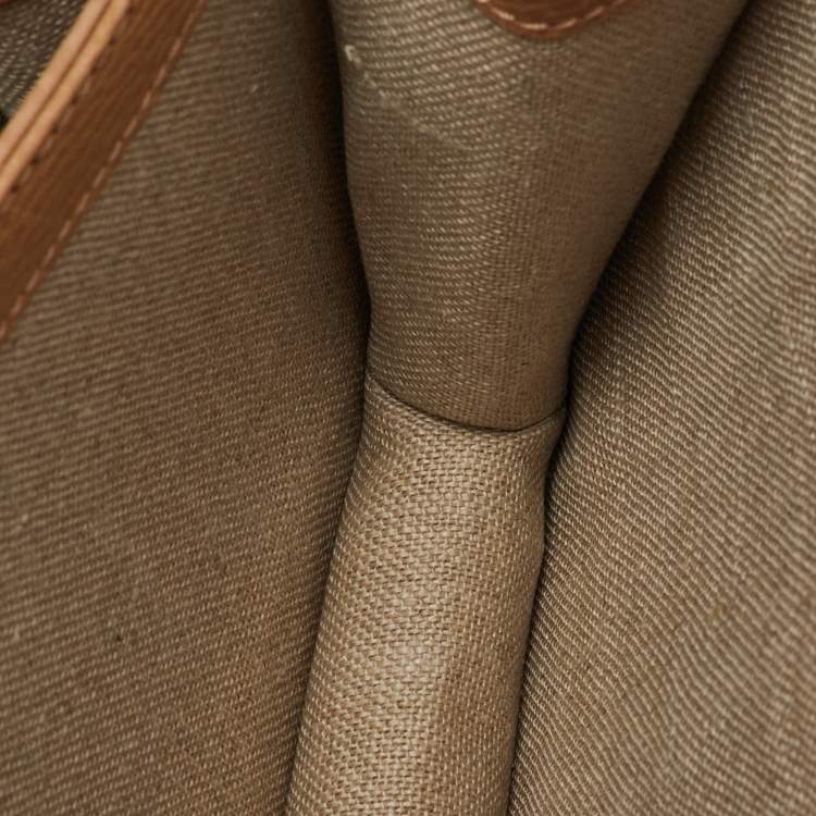 Pre Owned Gucci Beige Leather Dollar Interlocking G Flap Crossbody Bag