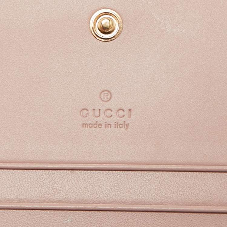 Pre Owned Gucci Blush Pink Microguccissima Leather Bow Card Case