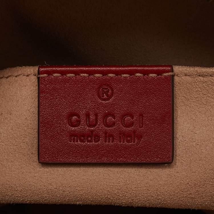 Pre Owned Gucci Red Matelassé Leather GG Marmont Belt Bag